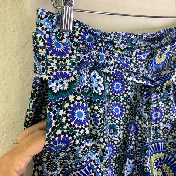 BANANA REPUBLIC Pants 10 Boho‎ Wide Leg Waist Tie Belt Geometric Pattern Pockets - Picture 9 of 14